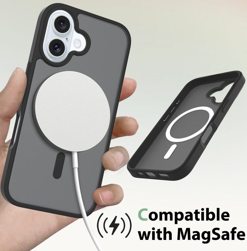 جراب MagSafe المغناطيسي لهاتف iPhone 16، 【حماية كاملة ضد الصدمات】ظهر شفاف غير لامع - Image 4